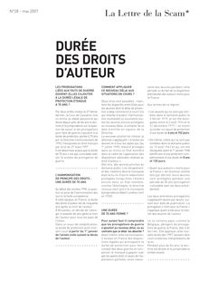DURÉE DES DROITS D'AUTEUR