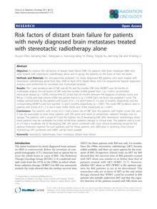 Risk factors of distant brain failure for patients with newly diagnosed brain metastases treated with stereotactic radiotherapy alone