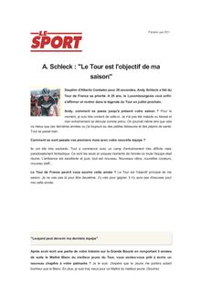 A. Schleck : "Le Tour est l objectif de ma saison"