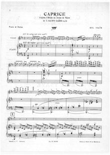 Partition violon et partition de piano, Caprice (according to Saint-Saens Valse Op.52 No.6)