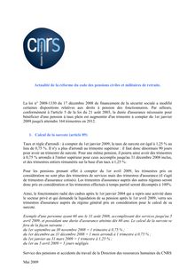 Service des pensions et accidents du travail de la Direction des ressources humaines du CNRS Mai