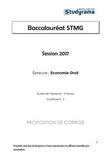 Corrigé Bac STMG 2017 - Économie - droit