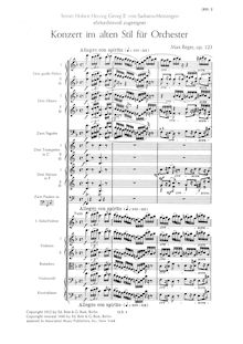 Partition compléte, Concerto  en Old Style  pour violon et orchestre, Op.123