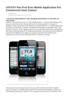 vSTAT®-The First Ever Mobile Application For Commercial Zone Control
