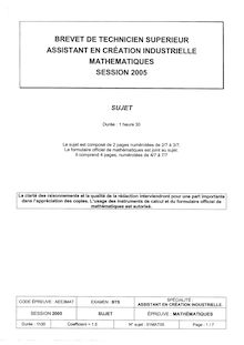 Bts crea indus mathematiques 2005