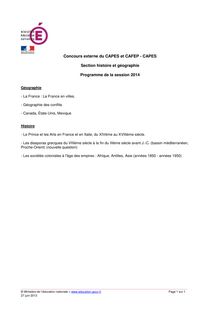 Programme du CAPES externe d histoire-géographie 2014