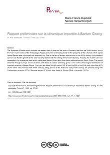 Rapport préliminaire sur la céramique importée à Banten Girang - article ; n°1 ; vol.47, pg 57-68