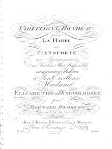 Partition parties complètes, Variations et Rondo, Op.18, Variations et Rondo in E-flat Major for harp (or piano), violin, viola and cello