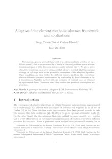 Adaptive finite element methods: abstract framework and applications