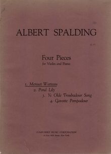 Partition couverture couleur, 4 pièces pour violon et Piano, A major, G major, F major, D major
