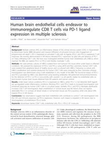 Human brain endothelial cells endeavor to immunoregulate CD8 T cells via PD-1 ligand expression in multiple sclerosis