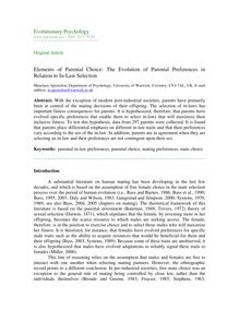 Elements of parental choice: The evolution of parental preferences in relation to in-law selection