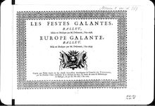 Partition Second dessus de Violon, Les Festes Galantes, Desmarets, Henri