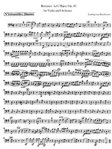 Partition violoncelles / Basses, Romance pour violon et orchestre par Ludwig van Beethoven