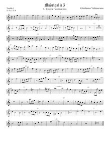 Partition viole de gambe aigue 1, Madrigali a 5 voci, Libro 2, Valmarano, Girolamo