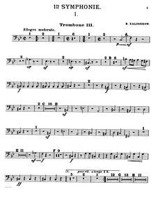 Partition Trombone 3, Symphony No.1 en G minor, 1re Symphonie, Kalinnikov, Vasily
