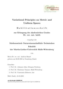 Variational principles on metric and uniform spaces [Elektronische Ressource] / von Andreas Hamel