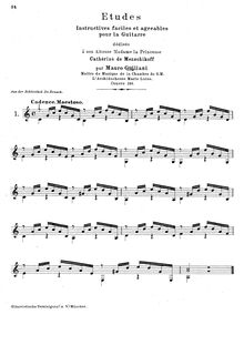 Partition Introduction, No.1-2, 24 études pour pour guitare, 24 Etudes - Instructions faciles et agréables pour la guitarre