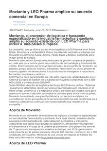 Movianto y LEO Pharma amplían su  acuerdo comercial en Europa