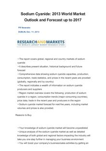 Sodium Cyanide: 2013 World Market Outlook and Forecast up to 2017