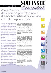 Zones d emploi de Provence-Alpes-Côte d Azur : des marchés du travail en croissance et de plus en plus ouverts