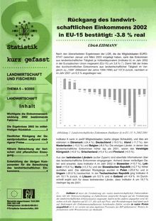 Rückgang des landwirtschaftlichen Einkommens 2002 in EU-15 bestätigt