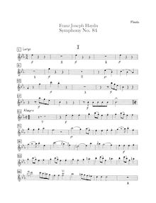 Partition flûte, Symphony No.84 en E♭ major, Sinfonia No.84, Haydn, Joseph