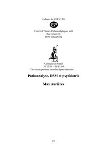 Pathoanalyse, DSM et psychiatrie Max Aurières