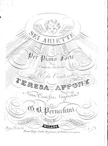 Partition complète, Sei Ariette, Perucchini, Giovanni Battista par Giovanni Battista Perucchini