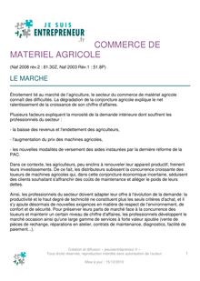COMMERCE DE MATERIEL AGRICOLE