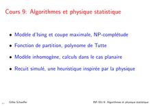Cours 9: Algorithmes et physique statistique