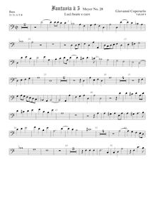Partition viole de basse, Fantasia pour 5 violes de gambe, RC 32