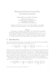 Bonferroni galambos inequalities for partition lattices