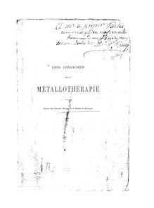 Des origines de la métallothérapie, part qui doit être faite au magnétisme animal dans sa découverte : le burquisme et le perkinisme / par le Dr V. Burq,...