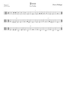 Partition ténor viole de gambe 2, alto clef, pavanes et Galliards pour 5 violes de gambe par Peter Philips