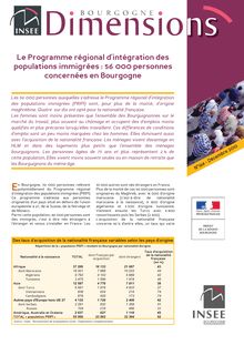 Le Programme régional d intégration des populations immigrées : 56 000 personnes concernées en Bourgogne