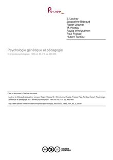 Psychologie génétique et pédagogie - compte-rendu ; n°3 ; vol.85, pg 460-469