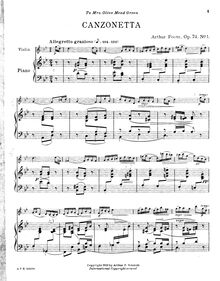 Partition complète, 2 pièces pour violon et Piano, Op.74, Foote, Arthur par Arthur Foote