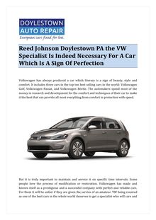 Reed Johnson Doylestown PA The VW Specialist for A Sign Of Perfection
