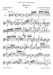 Partition complète, Rosita - Polka, D major, Tárrega, Francisco