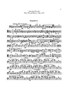 Partition basson 1, 2, pour Wild Dove, Holoubek (The Wood Dove)Die Waldtaube. Symphonisches Gedicht nach der gleichnamigen Ballade von K. Jaromir Erben für großes Orchester.