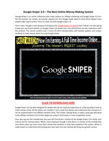 Google Sniper 3.0 – The Best Online Money Making System