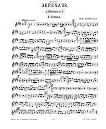 Partition clarinette 1, Serenade (Nonet) pour vents, Op.20, Marteau, Henri