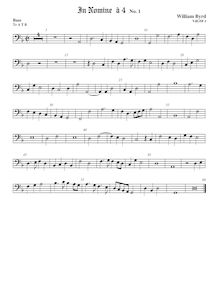 Partition viole de basse, en Nomine a 4, Byrd, William