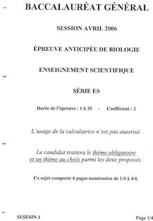 Bac enseignement scientifique 2006 ses sciences economiques et sociales bac blanc