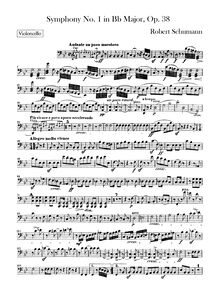 Partition violoncelles, Symphony No.1, "Spring", B♭ Major