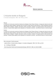 L industrie textile en Bulgarie - article ; n°545 ; vol.98, pg 24-50