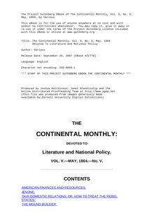 The Continental Monthly, Vol. 5, No. 5, May, 1864 - Devoted To Literature And National Policy
