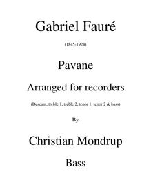 Partition basse enregistrement , Pavane, Op.50, F? minor, Fauré, Gabriel