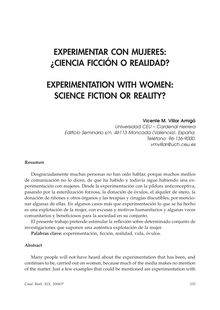 Experimentar con Mujeres: ¿Ciencia Ficción o Realidad? (Experimentation with Women: Science Fiction or Reality?)